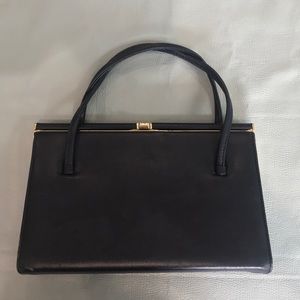 Vintage navy blue handbag made in England